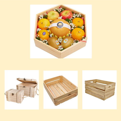 Mẫu hộp gỗ đựng trái cây, in hộp đựng trái cây theo yêu cầu
